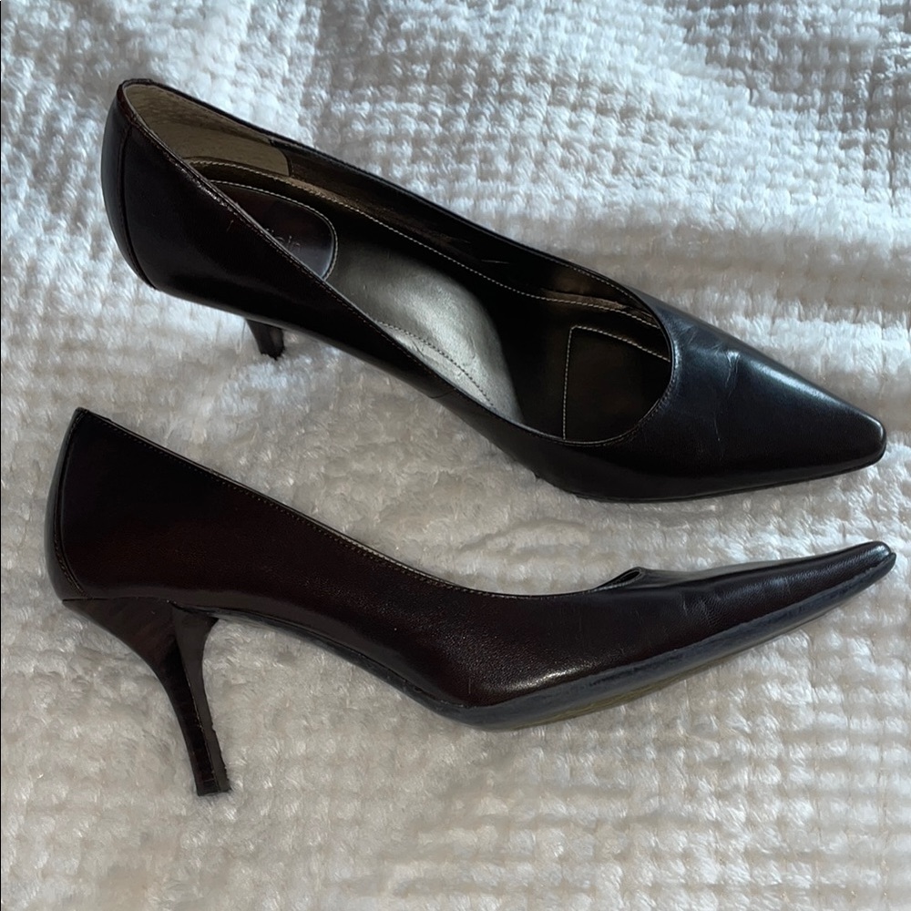 Calvin Klein Brown Leather Heels Timeless Design - Picture 2 of 6